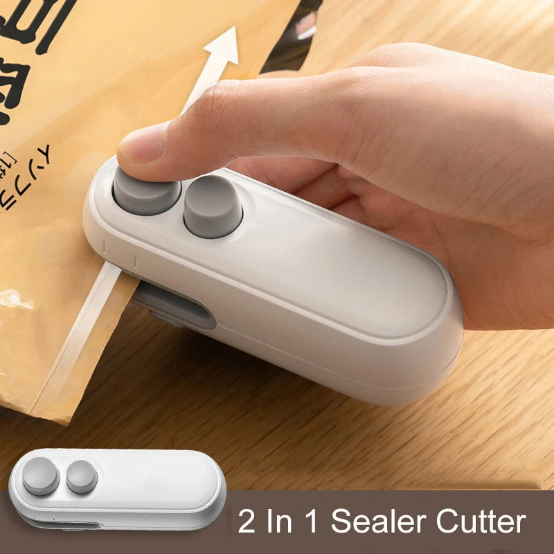 2 in 1 Sealer Cutter Multifunctional Mini Bag Sealer Portable Resealer Machine Handheld Bag Sealing Machine for Plastic Bags